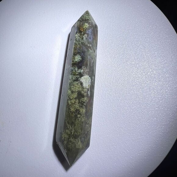Moss Agate Crystal Double Terminated Point‎ (#7) - Picture 7 of 10